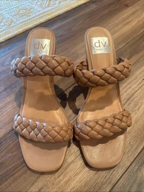 Dolce Vita Tan Braided Double-Strap Slide Sandals